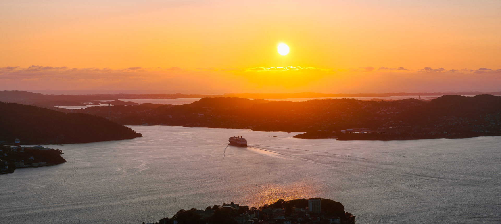 Sunset Departure from Bergen by Adam Lack